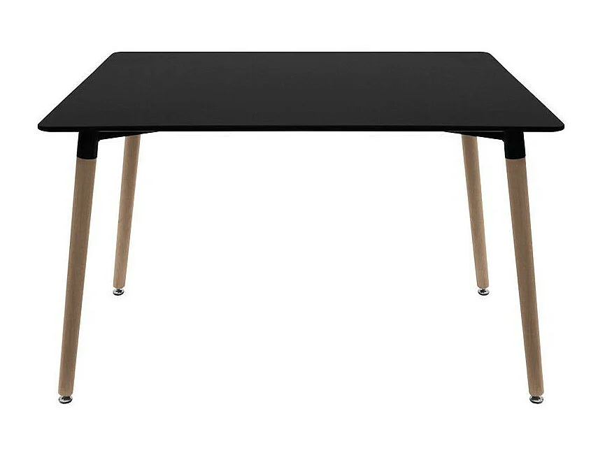 Table rectangulaire 140cm bnoir brillant et pieds bois naturel Welly