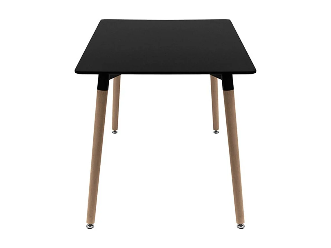 Table rectangulaire 140cm bnoir brillant et pieds bois naturel Welly