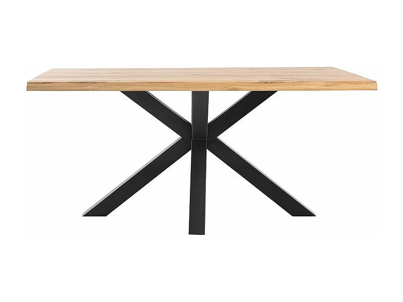 Table à Manger industrielle Kunia – Chêne clair et pieds en métal noir-Couleur Naturel/Noir-Largeur 180 cm