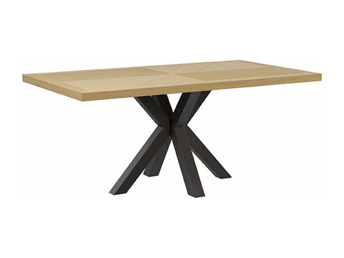 Table à Manger industrielle Kunia – Chêne clair et pieds en métal noir-Couleur Naturel/Noir-Largeur 180 cm