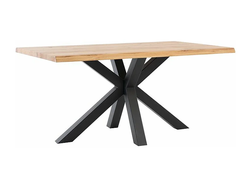 Table à Manger industrielle Kunia – Chêne clair et pieds en métal noir-Couleur Naturel/Noir-Largeur 160 cm