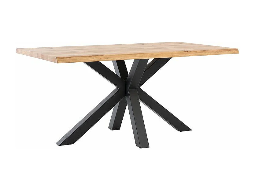 Table à Manger industrielle Kunia – Chêne clair et pieds en métal noir-Couleur Naturel/Noir-Largeur 160 cm