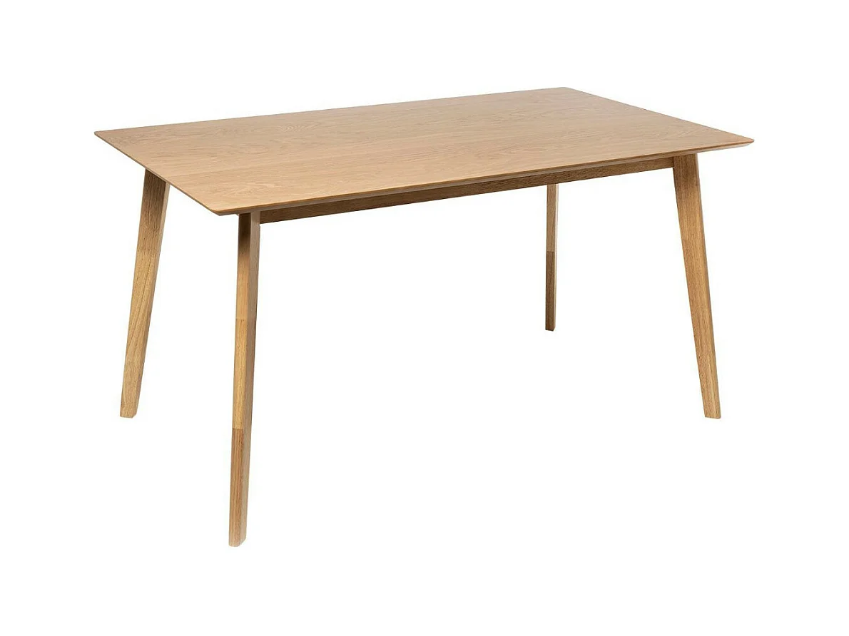 Table de cuisine rectangulaire Askin – Finition blanc brillant et pieds en bois clair-Couleur Naturel-Largeur 120 cm
