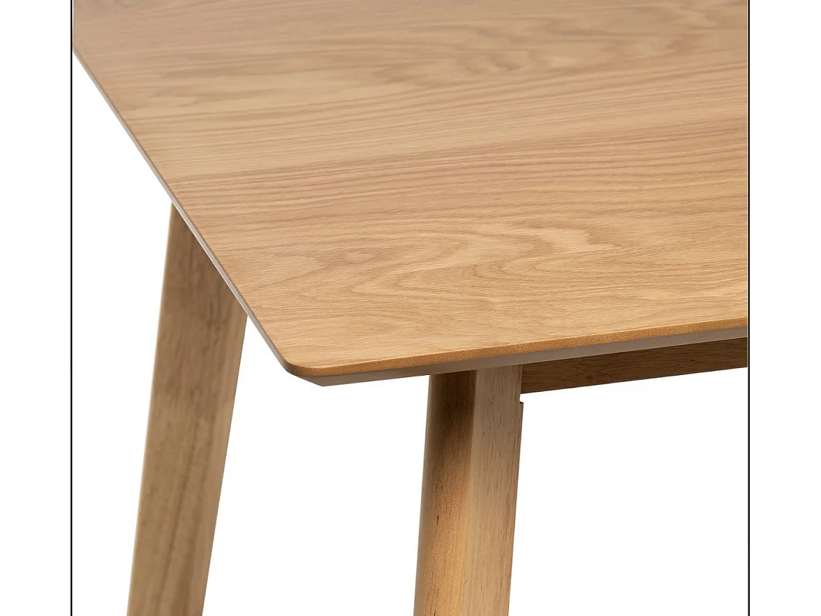 Table de cuisine rectangulaire Askin – Finition blanc brillant et pieds en bois clair-Couleur Naturel-Largeur 120 cm