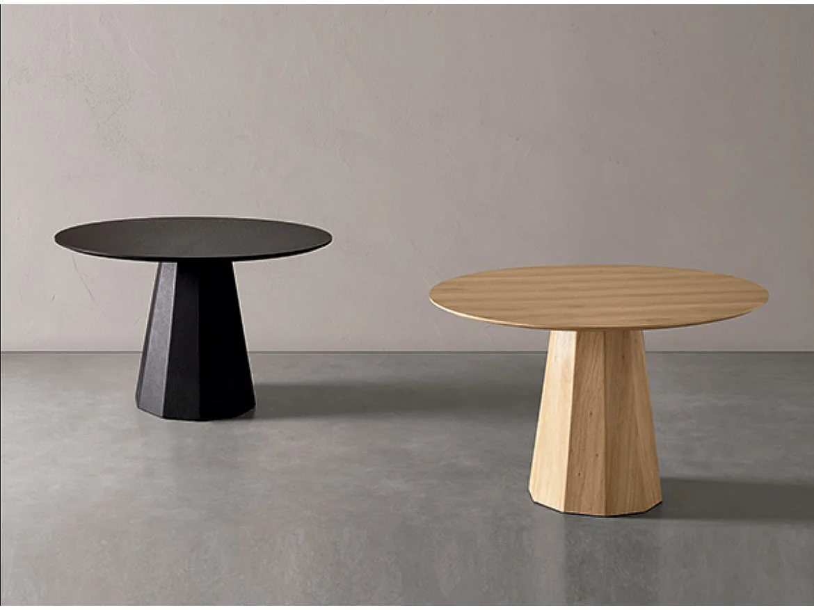 Table ronde en chêne Norka - Élégance naturelle-Couleur Noir