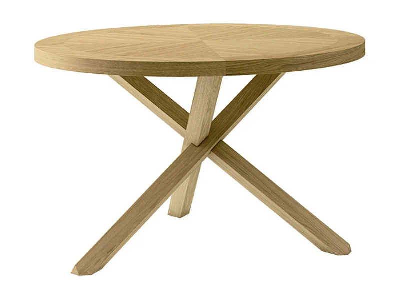 Table ronde Helena en chêne à 3 pieds – Alliance d'élégance et de charme naturel-Diamètre 120 cm