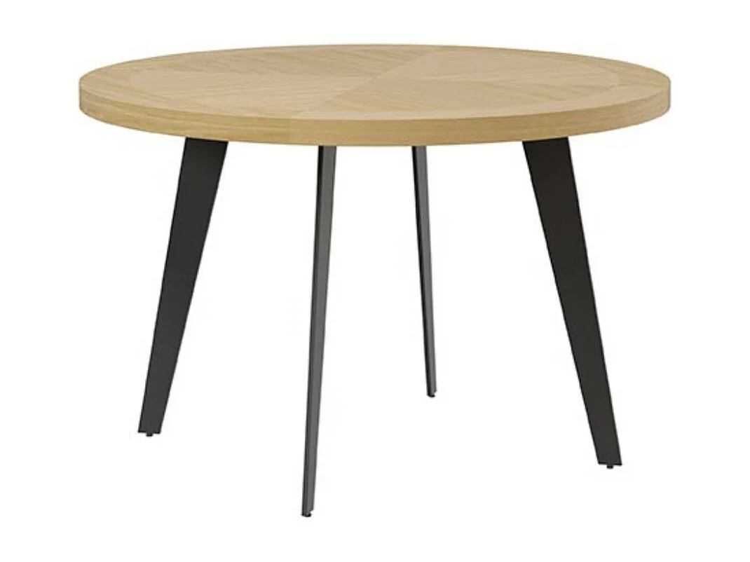 Table ronde Alanda en chêne avec pieds en métal noir – Sobriété et élégance naturelle-Diamètre 100 cm