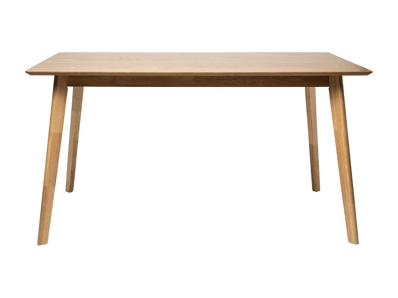 Table de cuisine rectangulaire Askin – Finition blanc brillant et pieds en bois clair-Couleur Naturel-Largeur 140 cm