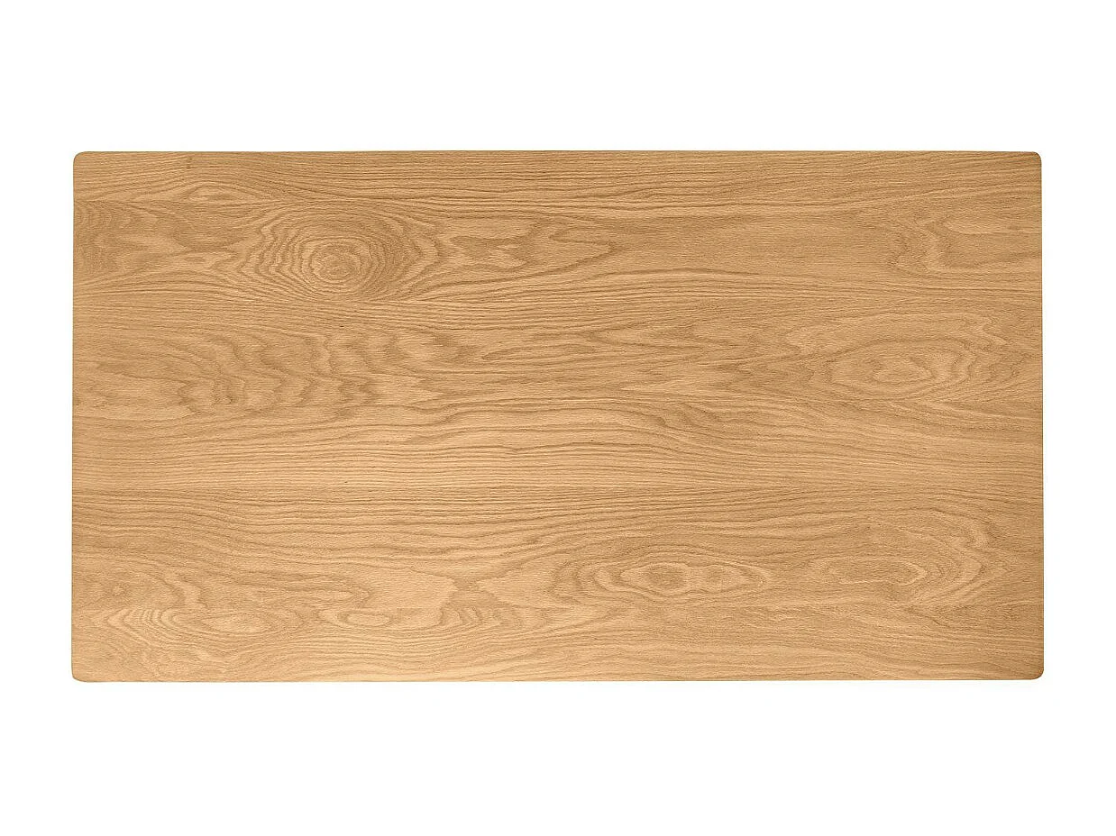 Table de cuisine rectangulaire Askin – Finition blanc brillant et pieds en bois clair-Couleur Naturel-Largeur 140 cm