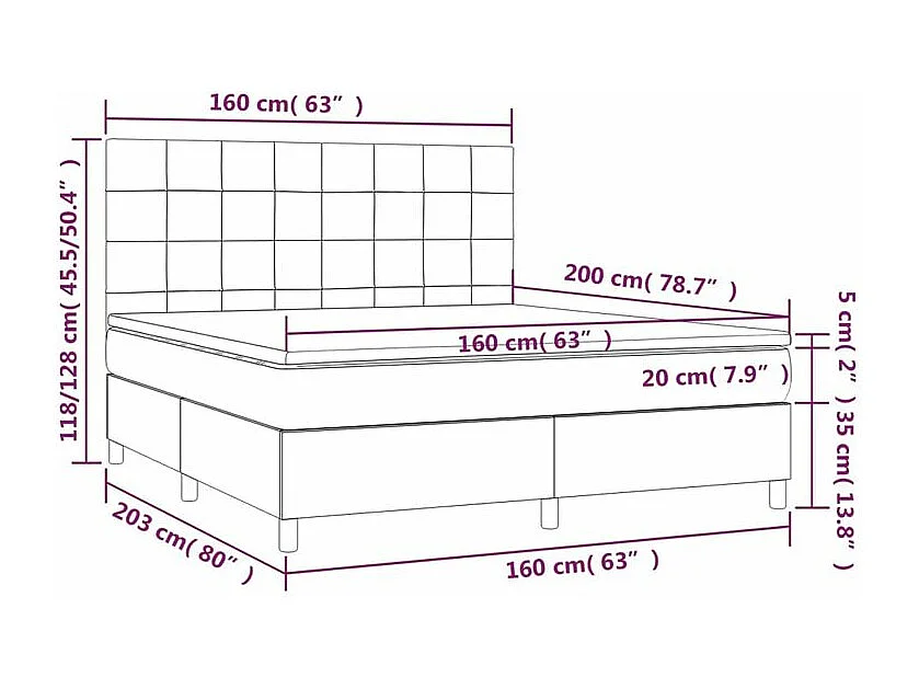 Sommier à lattes de lit avec matelas Rose 160x200 Velours