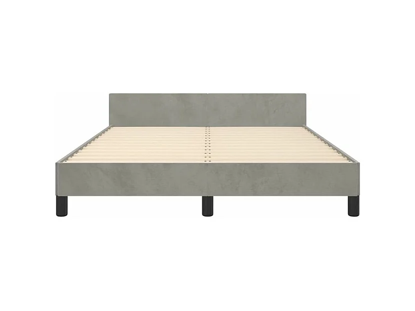 Cadre de lit avec tête de lit Gris clair 140x190 Velours