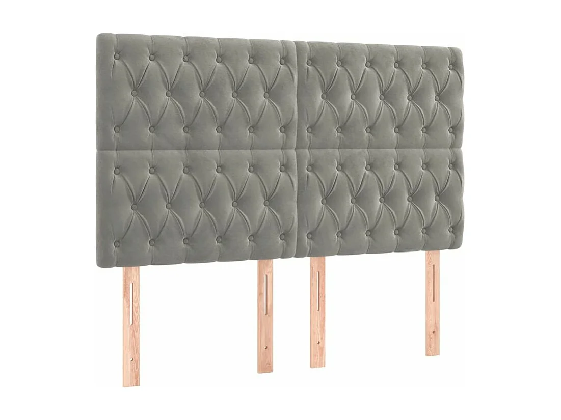 Cadre de lit avec tête de lit Gris clair 140x190 Velours