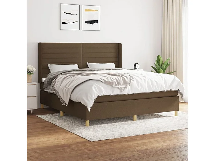 Sommier à lattes de lit avec matelas Marron foncé 160x200