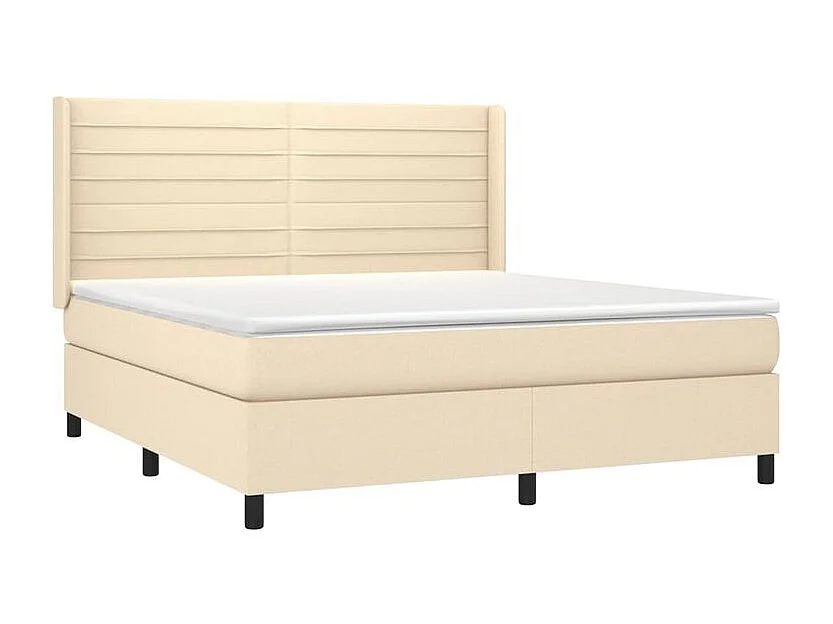 Sommier à lattes de lit avec matelas Crème 160x200 Tissu