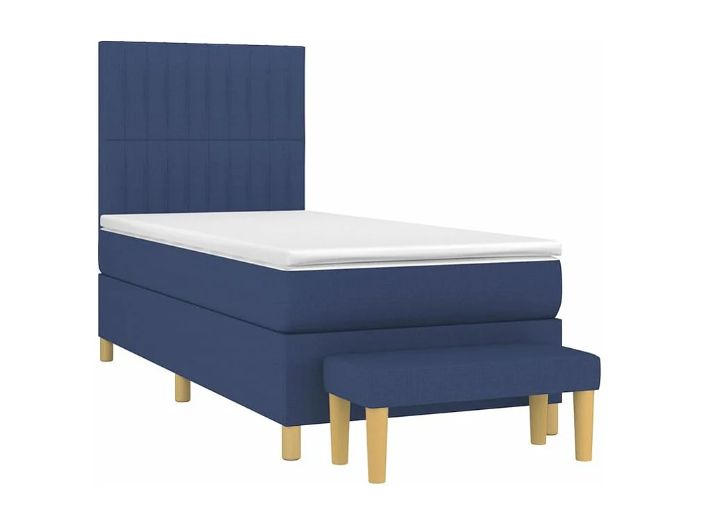 Sommier à lattes de lit avec matelas Bleu 100x200 Tissu