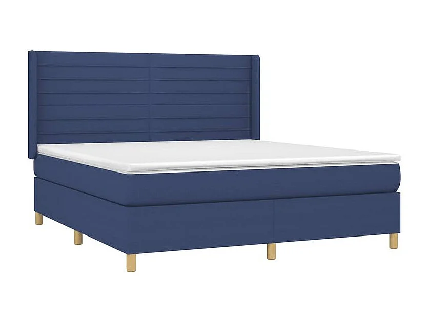 Sommier à lattes de lit avec matelas Bleu 160x200 Tissu