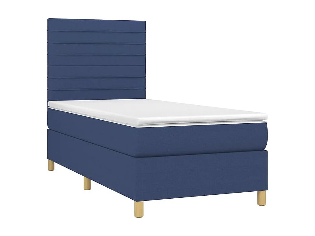 Sommier à lattes de lit et matelas et LED Bleu 80x200 Tissu