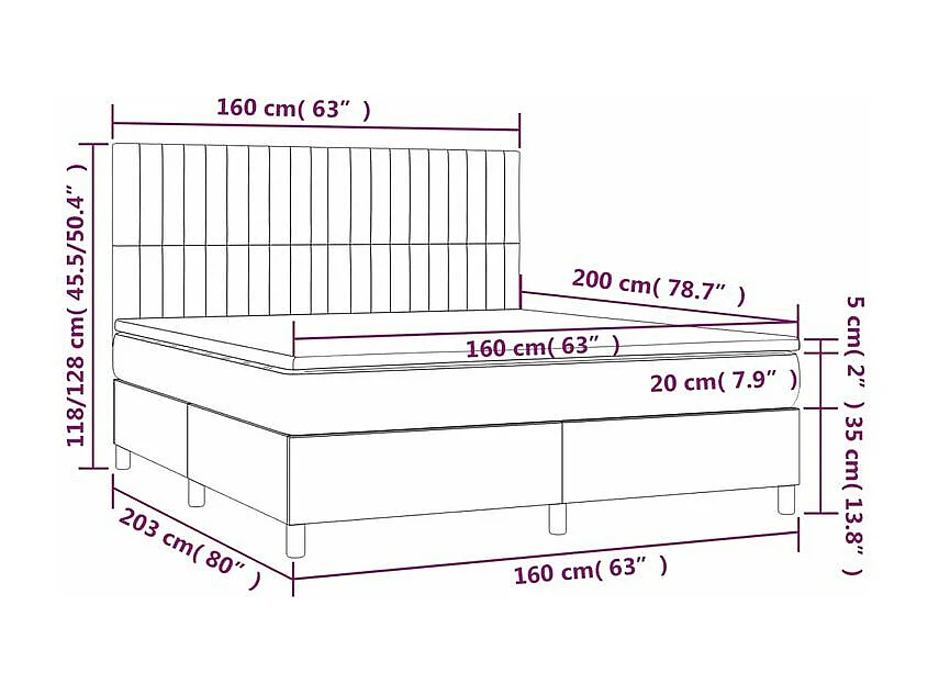 Sommier à lattes de lit avec matelas Rose 160x200 Velours
