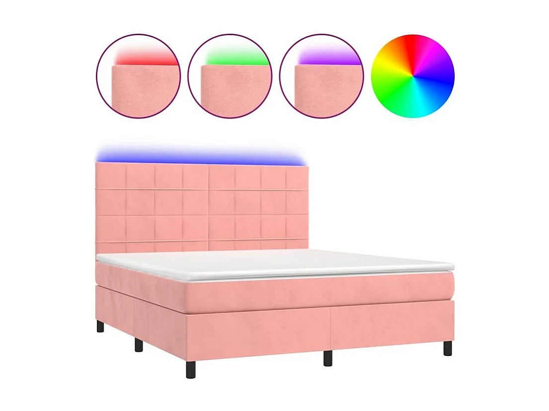 Sommier à lattes de lit matelas et LED Rose 160x200 Velours