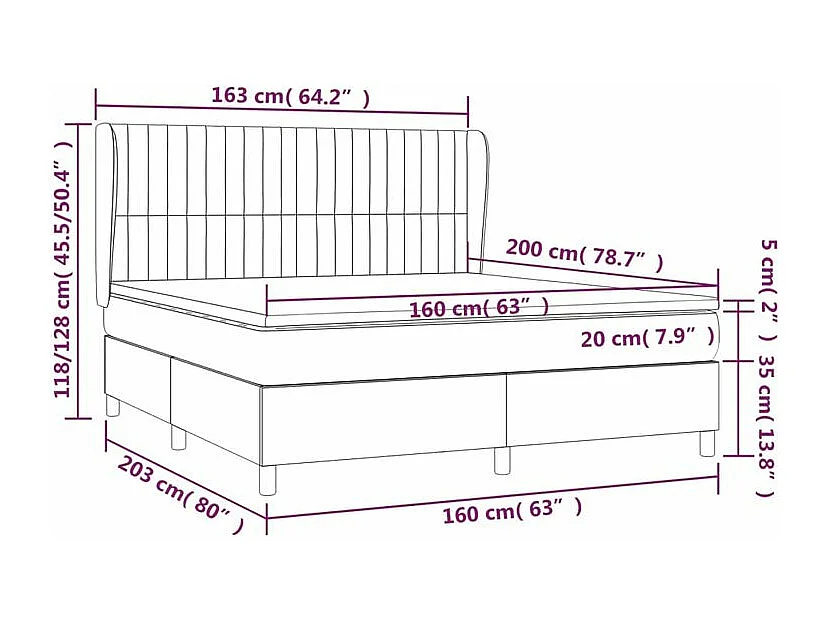 Sommier à lattes de lit avec matelas Rose 160x200 Velours