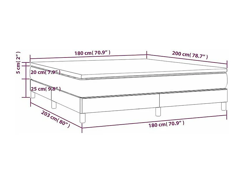 Sommier à lattes de lit avec matelas Crème 180x200 Tissu