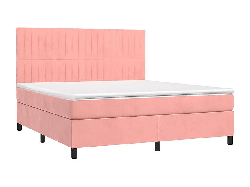 Sommier à lattes de lit matelas et LED Rose 160x200 Velours