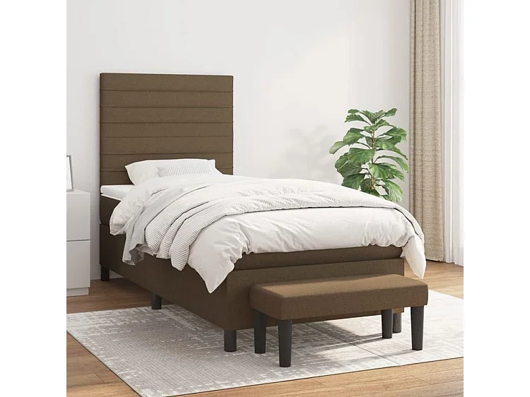 Sommier à lattes de lit avec matelas Marron foncé 100x200