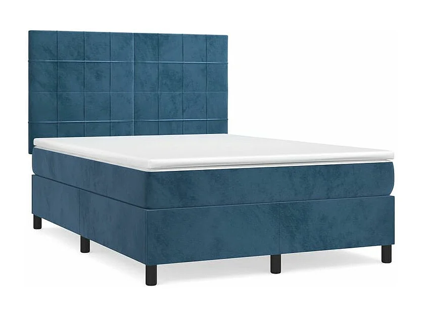 vidaXL Cama box spring con colchón terciopelo azul oscuro 140x200 cm