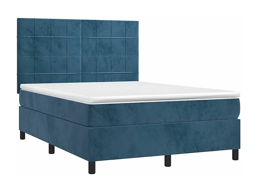 vidaXL Cama box spring con colchón terciopelo azul oscuro 140x200 cm
