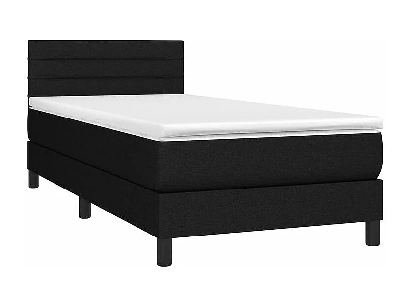 Sommier à lattes de lit avec matelas et LED Noir 80x200 Tissu