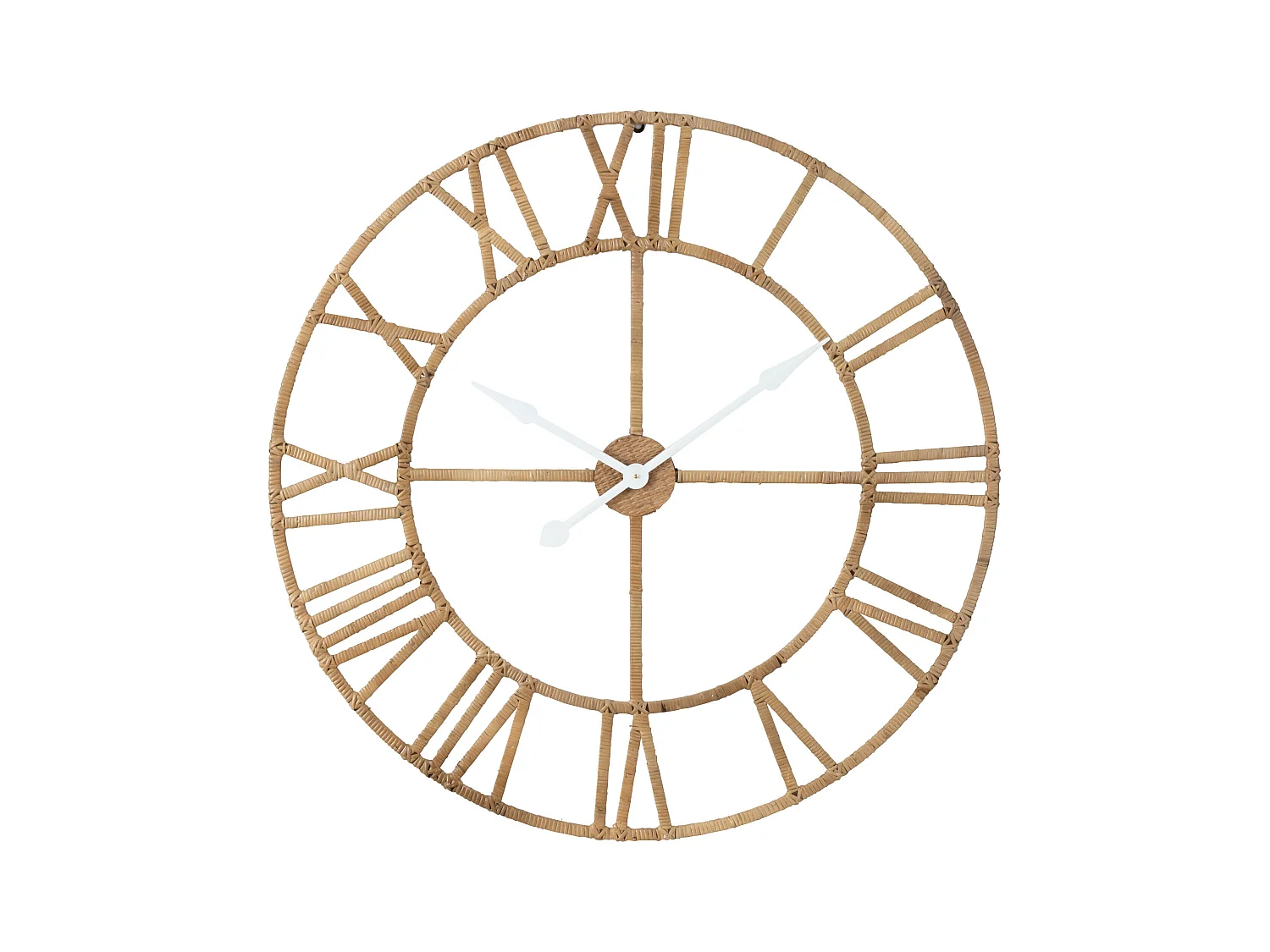 Horloge murale Roman en rotin et métal - Finition naturelle élégante-Diamètre 100 cm