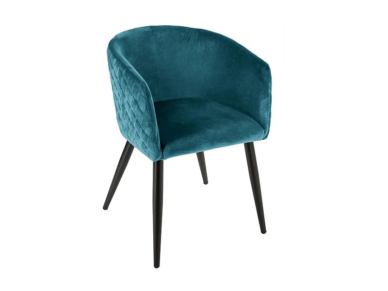 Lot de 2 Fauteuils de salle à manger en velours bleu canard - Longueur 55 x Profondeur 55 x Hauteur 76 cm
