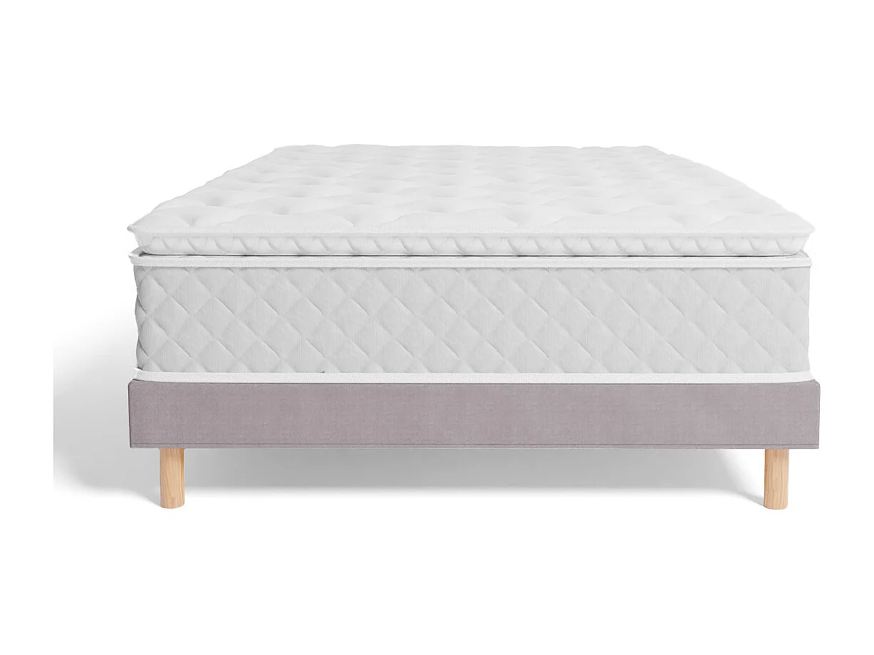 Ensemble Matelas ressorts ensachés | Sommier kit gris - 160 x 200 cm