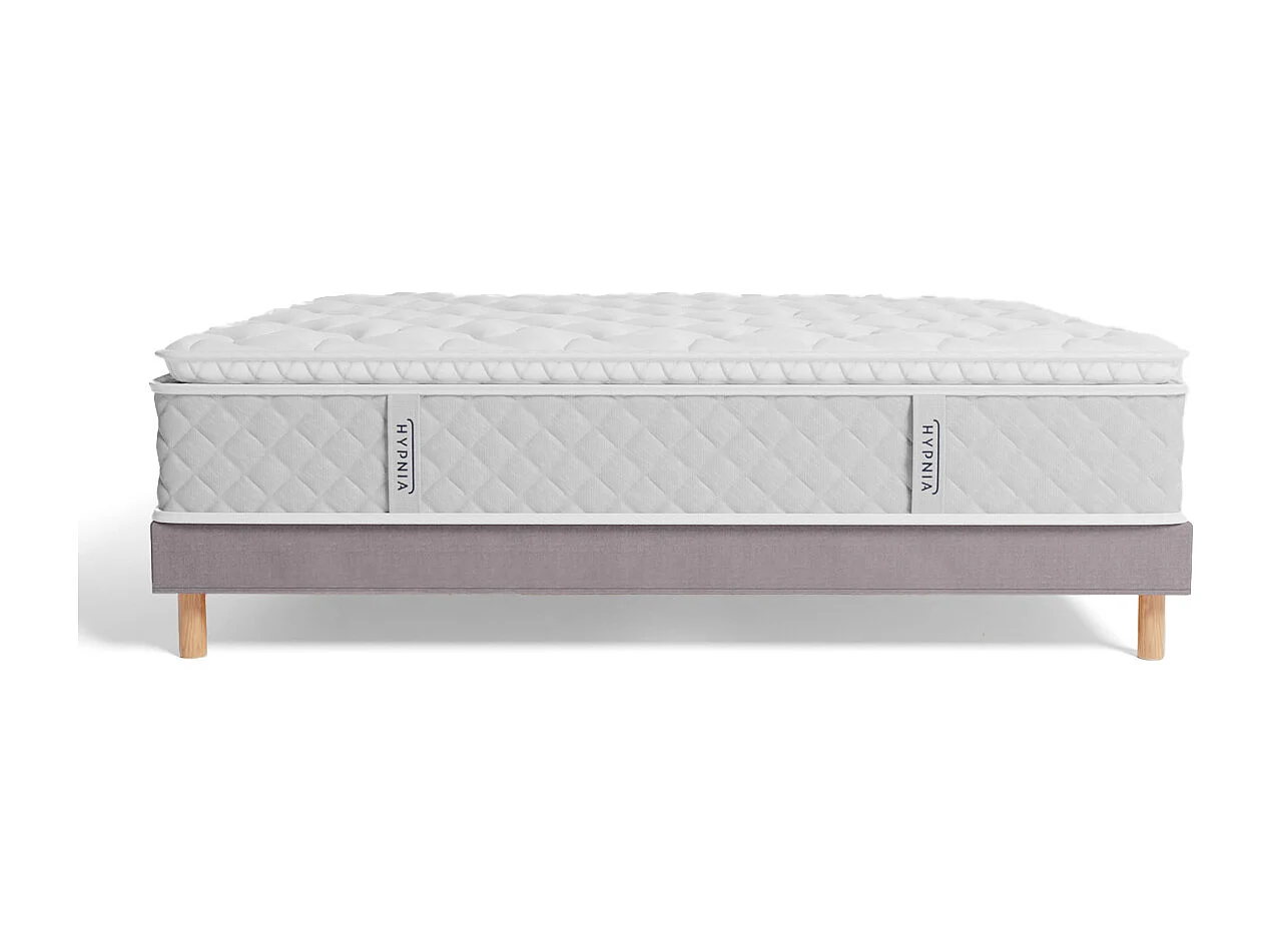 Ensemble Matelas ressorts ensachés | Sommier kit gris - 160 x 200 cm