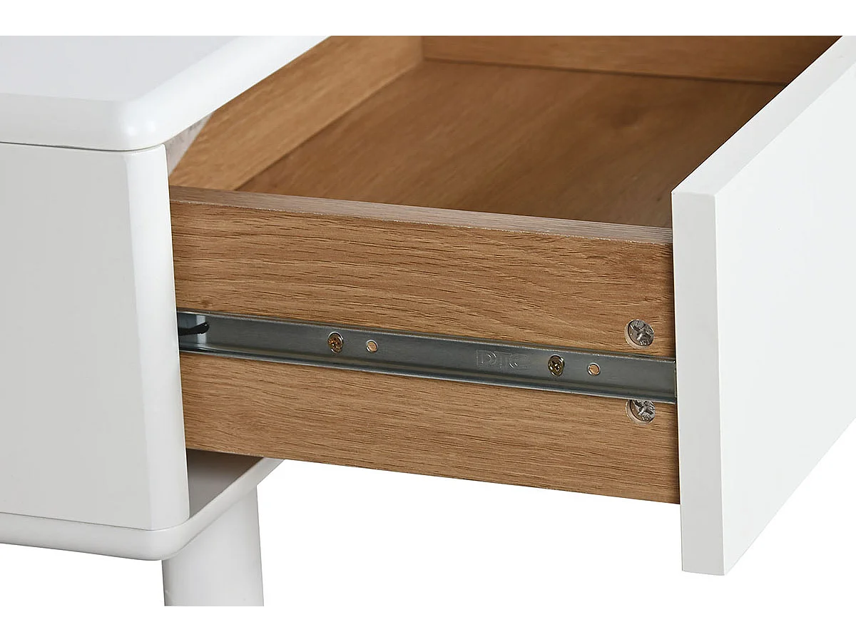 Table basse, table de salon en bois coloris naturel et PU blanc - longueur 120 x profondeur 60 x Hauteur 40 cm