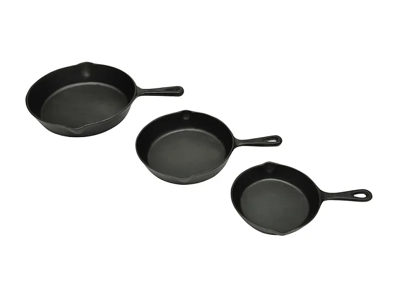 3-tlg. Steakpfannen Set Gusseisen