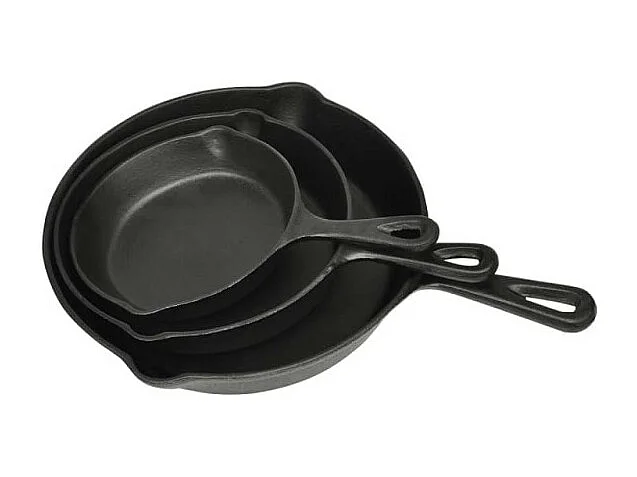 3-tlg. Steakpfannen Set Gusseisen