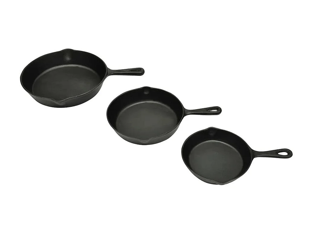 3-tlg. Steakpfannen Set Gusseisen