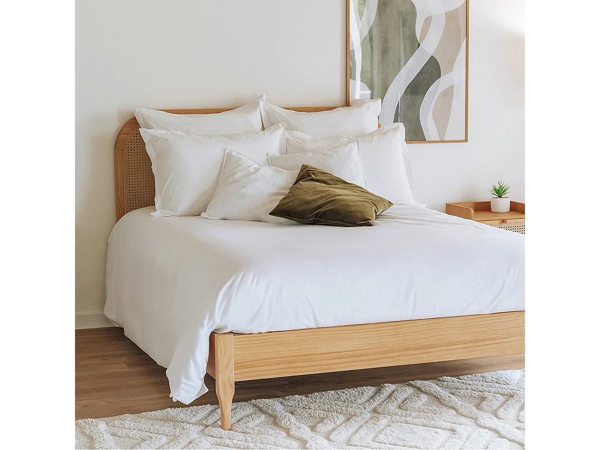 Lit adulte bois cannage en rotin Bali 160x200cm