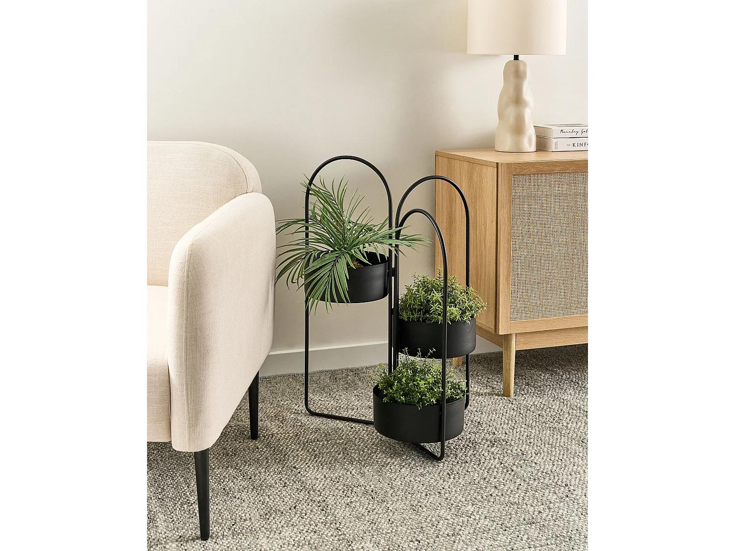 Support de pots COLUTENA Métal 56 cm Noir
