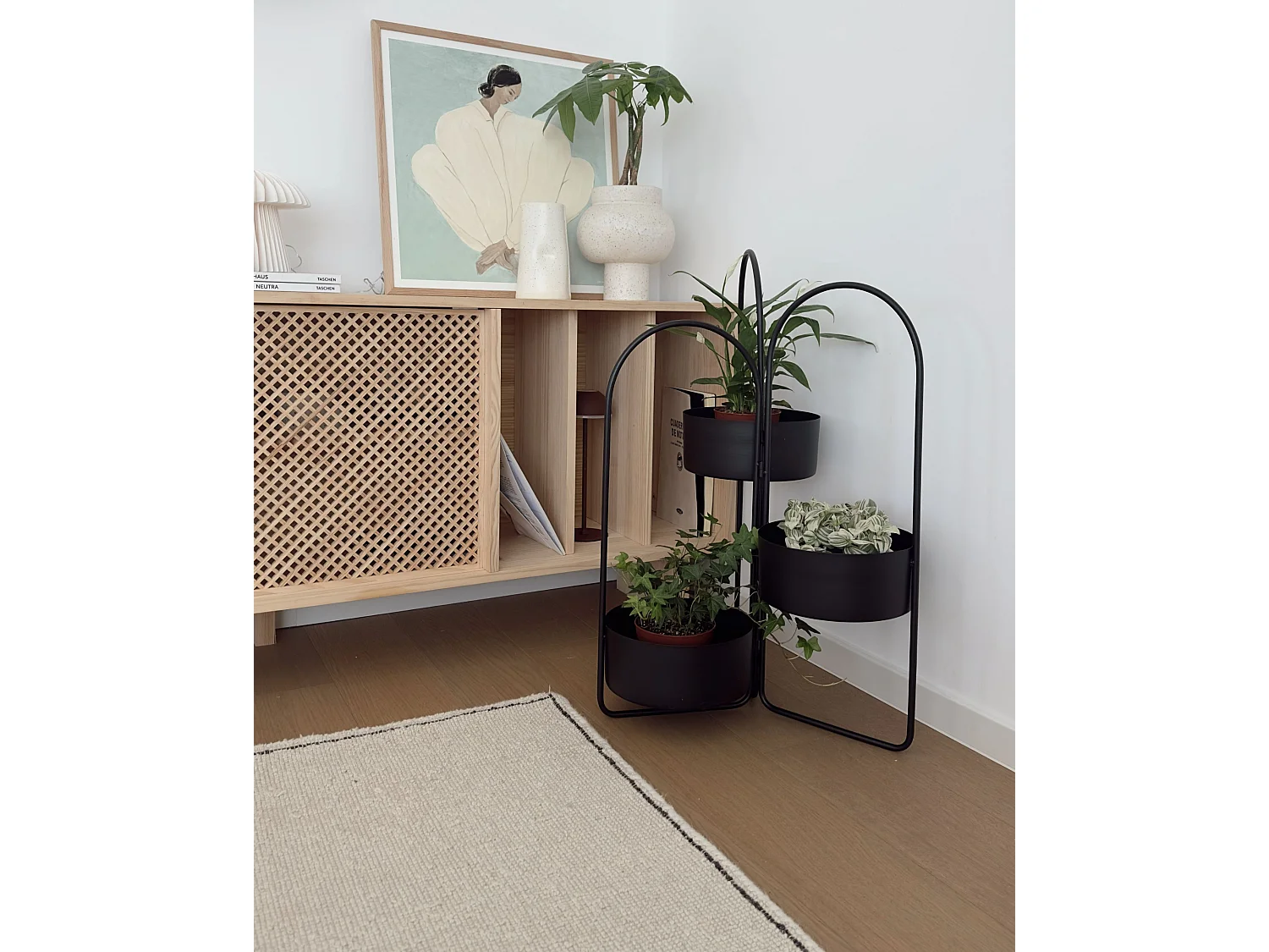 Support de pots COLUTENA Métal 56 cm Noir