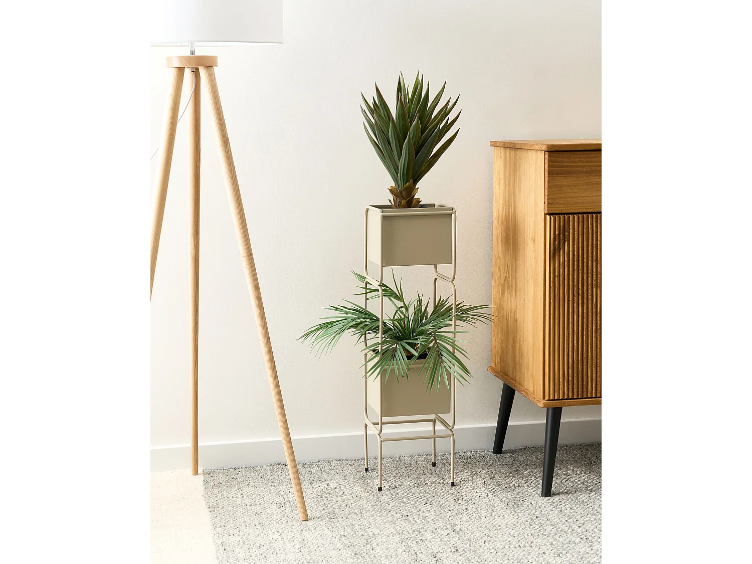 Stojak na kwiaty COTINUS Metal 20 cm Beżowy