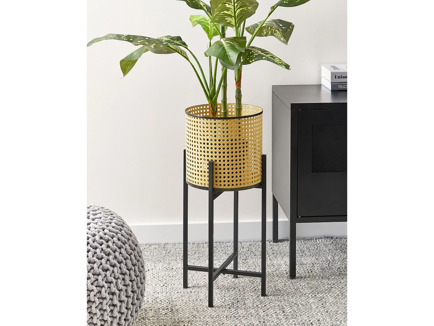 Doniczka na nóżkach FALLOPIA Metal 25 cm Beżowy