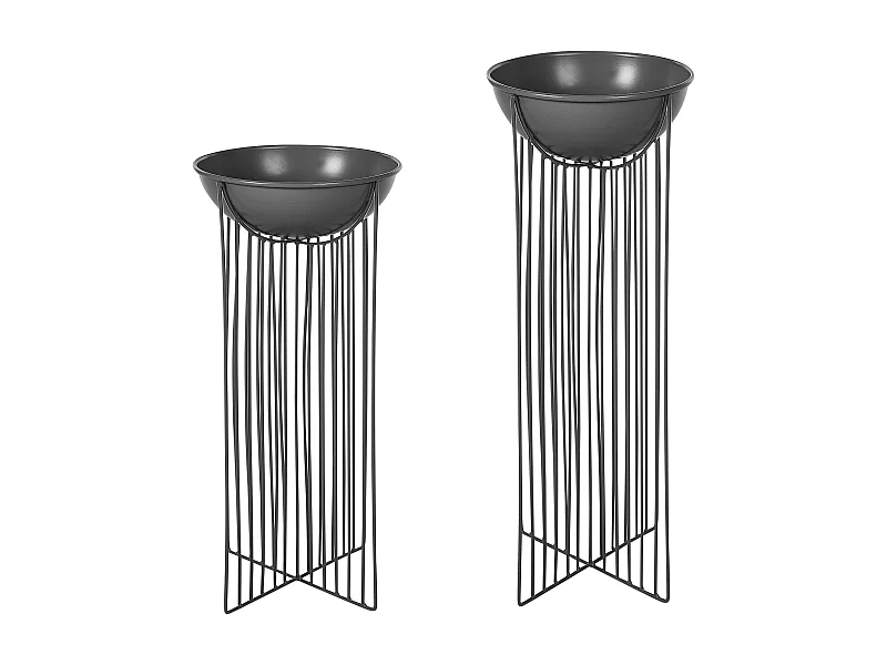 Lot de 2 pots à plantes surélevés FICARIA Métal 22 cm Noir