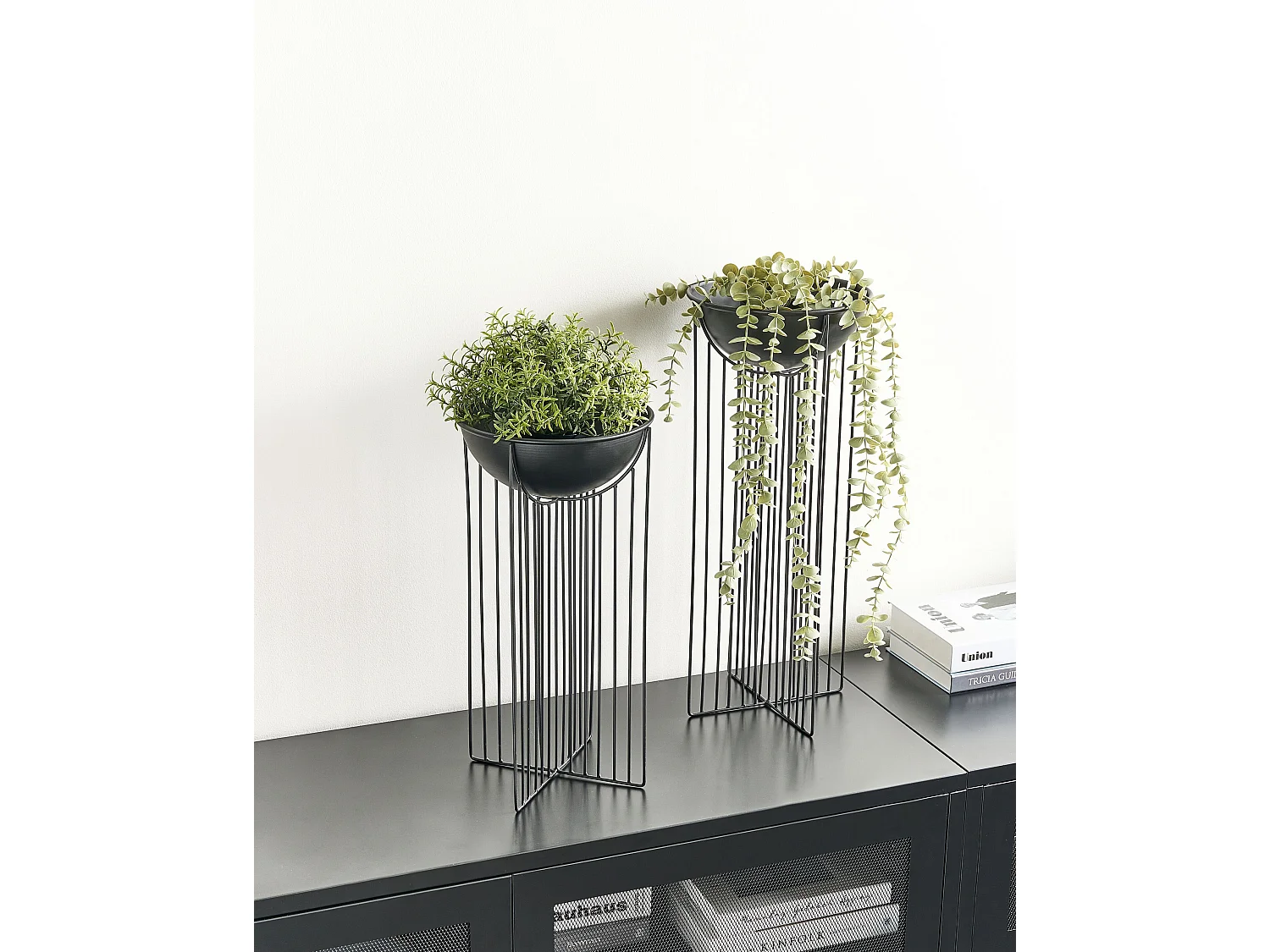 Set van 2 verhoogde bloempotten FICARIA Metaal 22 cm Zwart