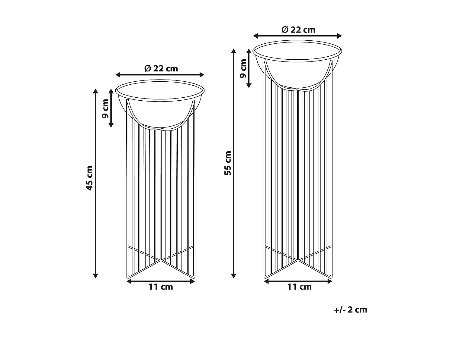 Lot de 2 pots à plantes surélevés FICARIA Métal 22 cm Noir