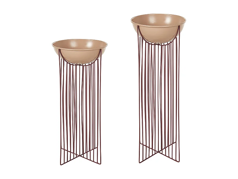 Lot de 2 pots à plantes surélevés FICARIA Métal 22 cm Rose