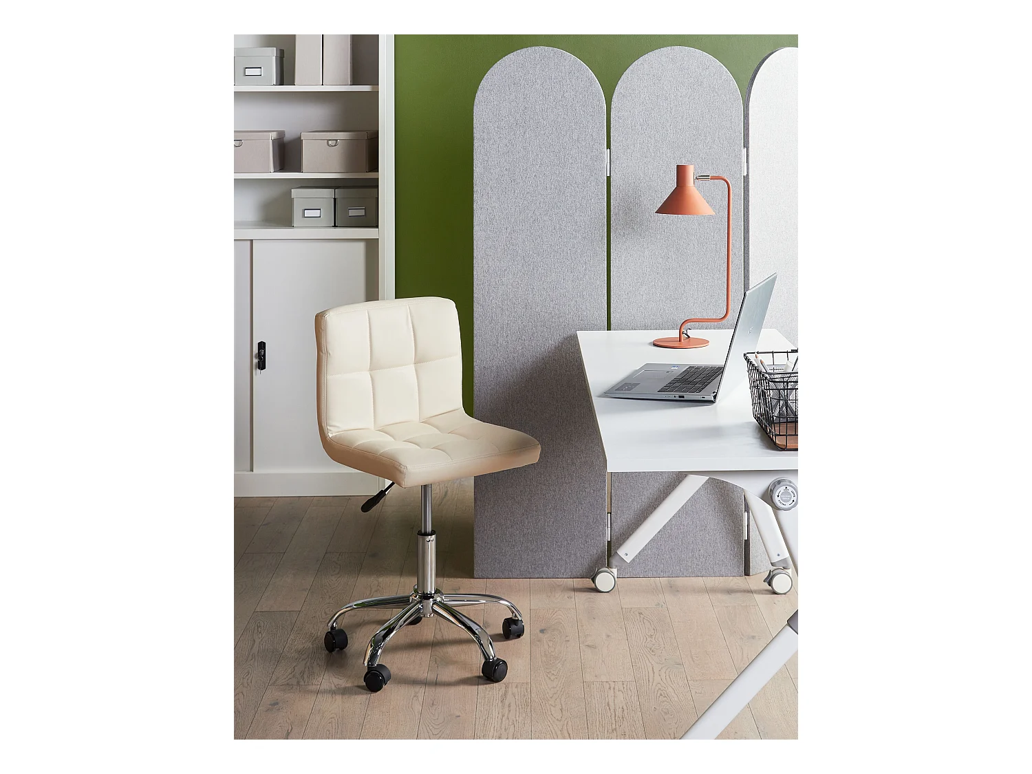 Chaise de bureau MARION Cuir PU Beige