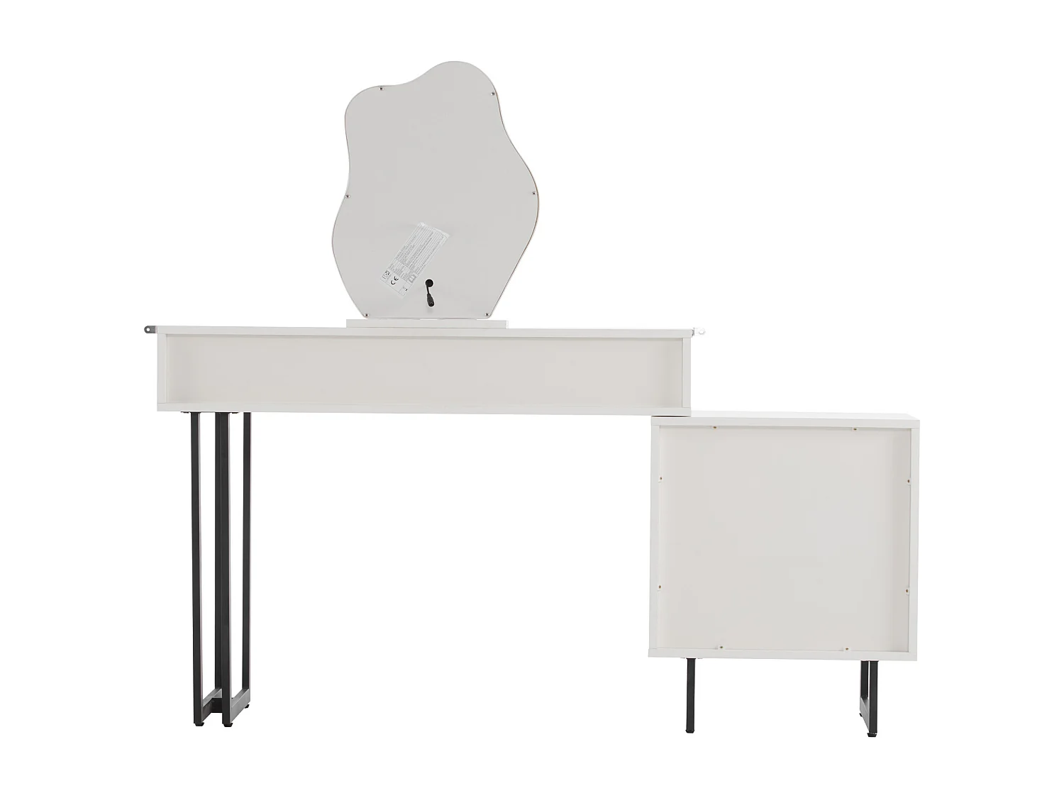 Coiffeuse avec miroir à LED - 2 tiroirs et une armoire amovible - Blanc (tabouret non inclus)