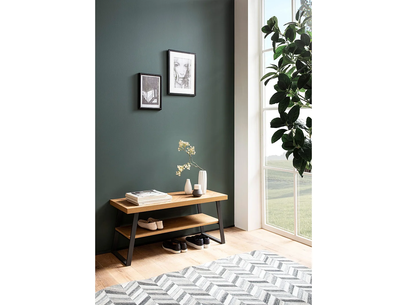 Banc de Rangement à Chaussure Entrée 100 cm Étagère a Chaussures Chêne